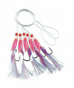 Makrillhäckla Rosa gummi med vita fjädrar